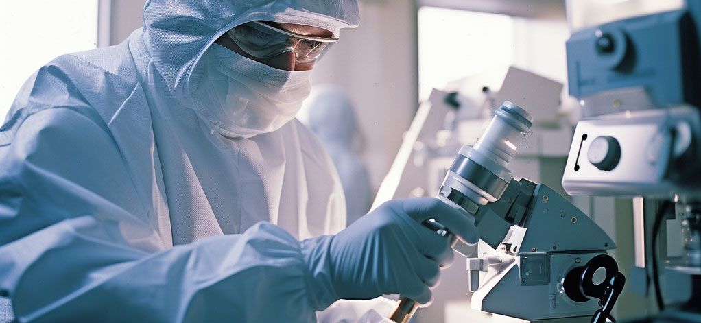 Lab technician works with machinery