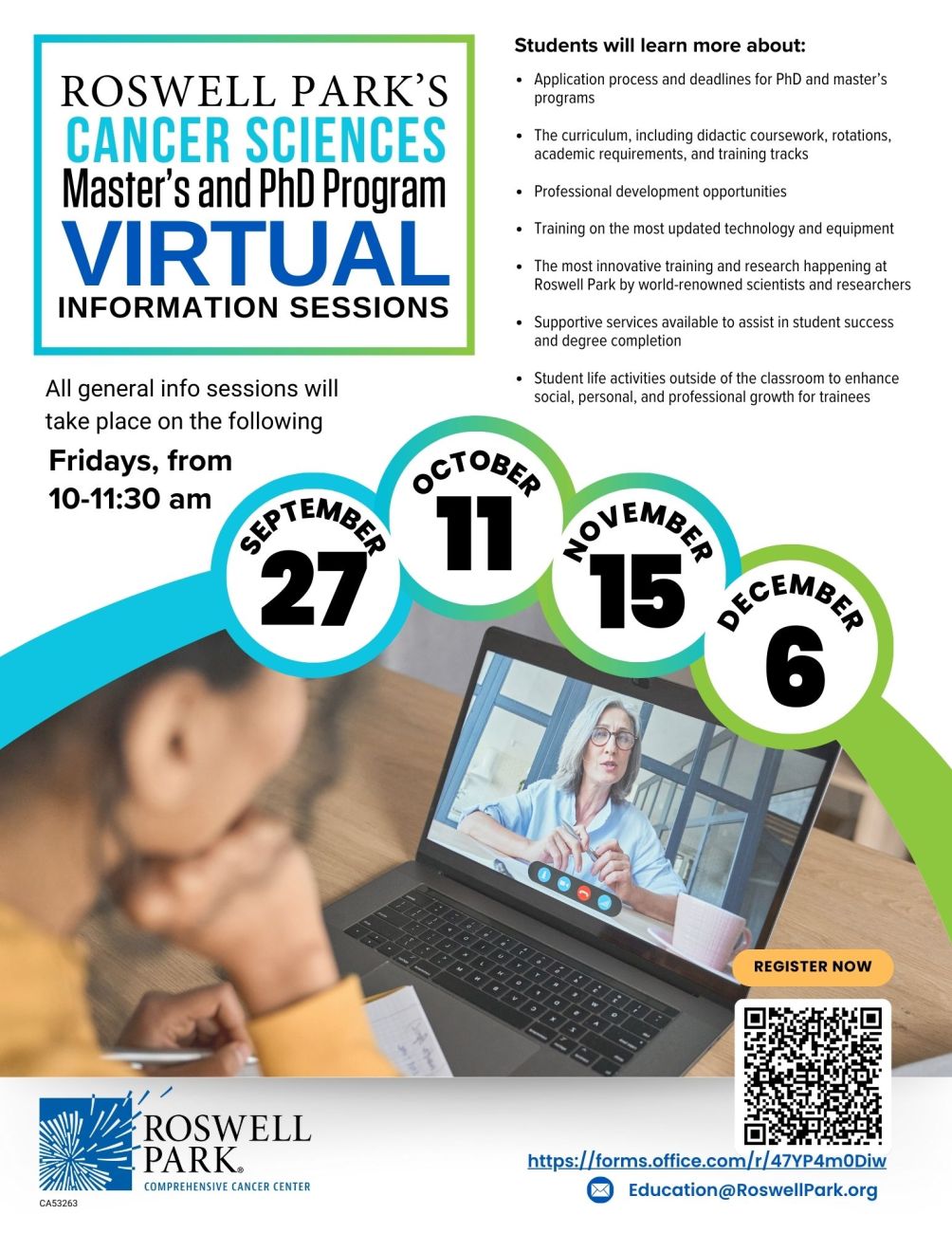 Virtual Information Sessions PhD and Master's Program invitation - Fall 2024